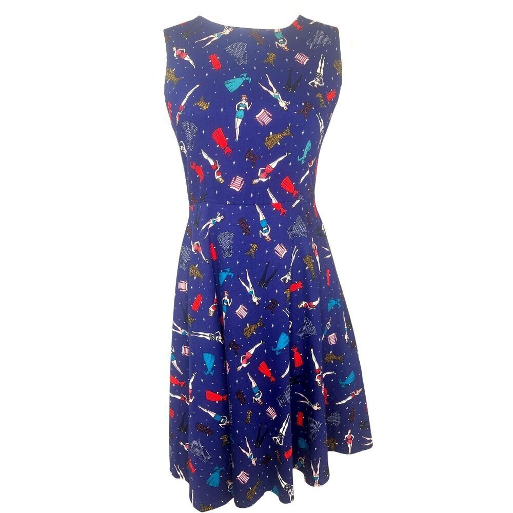 Mute Lamb Retro Glam Pinup Dress Fit and Flare Retro Style Size SMALL